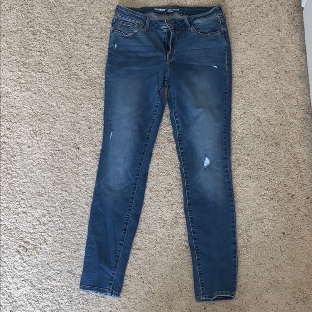 Women’s size 8 blue jeans, mid rise. old navy